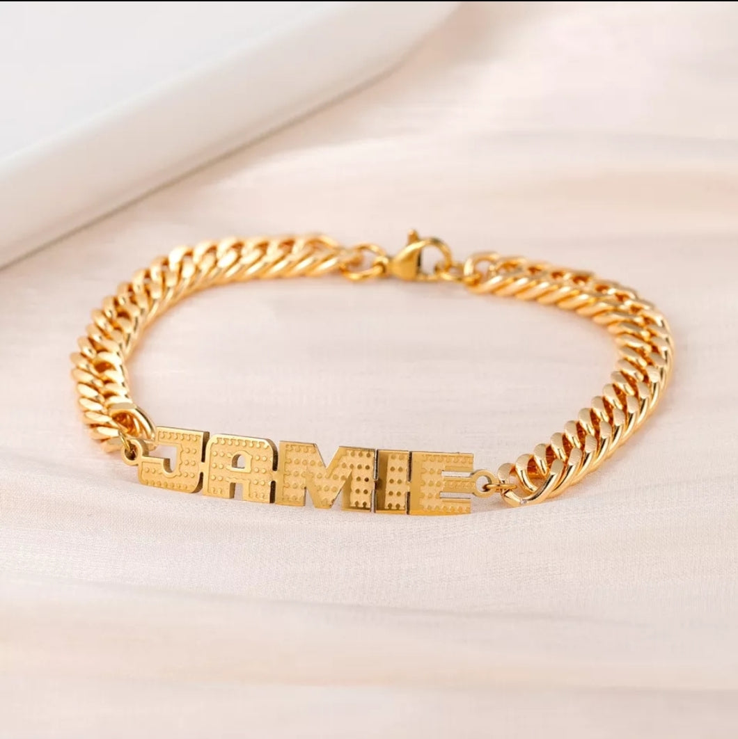 Custom Name Bracelet 18k Gold Plated Stainless Steel Jewelry Personalized for women/man