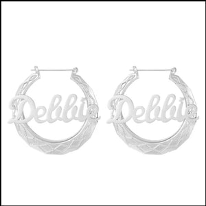 Personalized Bamboo Hoop Style Name Earrings