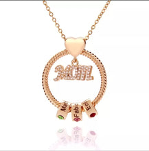 Load image into Gallery viewer, Mom Personalized Circle Pendant Engraved Name Necklace with Birthstones
