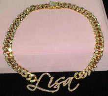 Load image into Gallery viewer, 18k Custom Script CZ Iced Out Necklace
