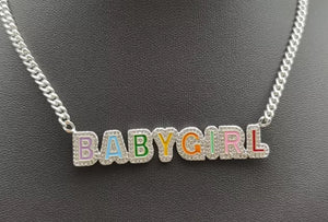 Cuban Chain Enamel Iced Out Personalized Name Necklace