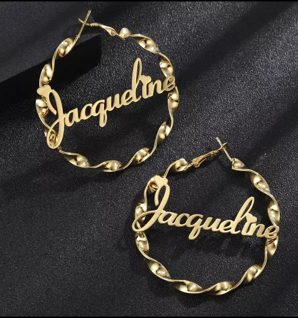 New! Personalized Twisted Hoop Earrings