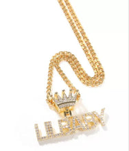 Load image into Gallery viewer, Crown Paved CZ Personalized Name Necklace
