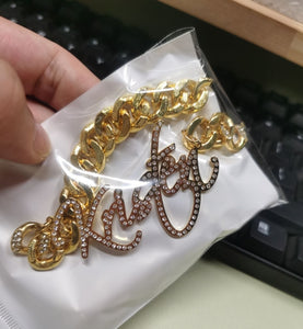 18k Custom Script CZ Iced Out Necklace