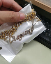 Load image into Gallery viewer, 18k Custom Script CZ Iced Out Necklace
