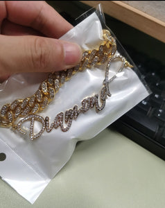 18k Custom Script CZ Iced Out Necklace