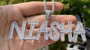 5A Cubic Zirconia Personalized Iced Out Pendant Necklace