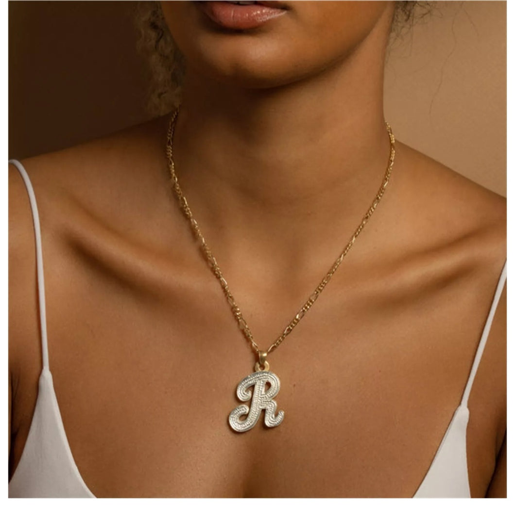 Double Plated 18k Gold Plated Custom Big Letter Pendant Necklace