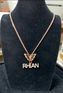 New Butterfly Personalized Paved CZ Name Necklace