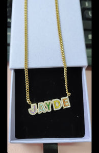 Cuban Chain Enamel Iced Out Personalized Name Necklace