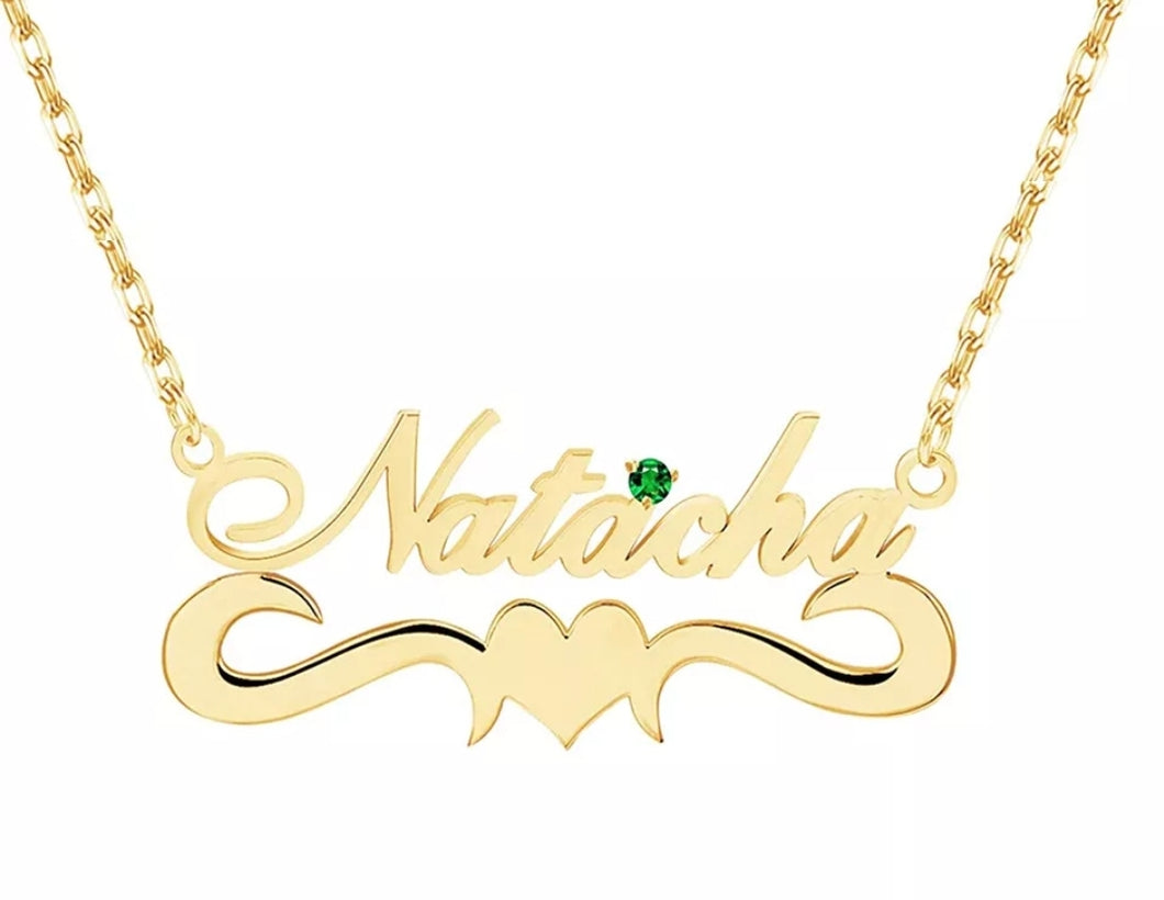 Heart Bar Personalized Necklace with Birthstone