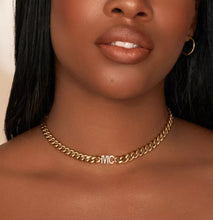 Load image into Gallery viewer, 18K Gold Plated Curb Chain with Diamond Initials Necklace &amp; Bracelet Set

