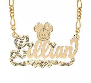 Kid's 18K Gold Plated Cartoon Minnie Mouse Personalized Necklace