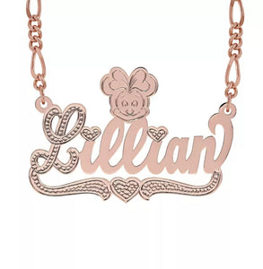 Kid's 18K Gold Plated Cartoon Minnie Mouse Personalized Necklace