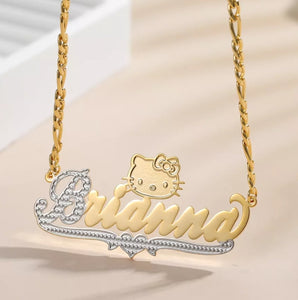 Hello Kitty 18K Plated 2 Tone Personalized Necklace