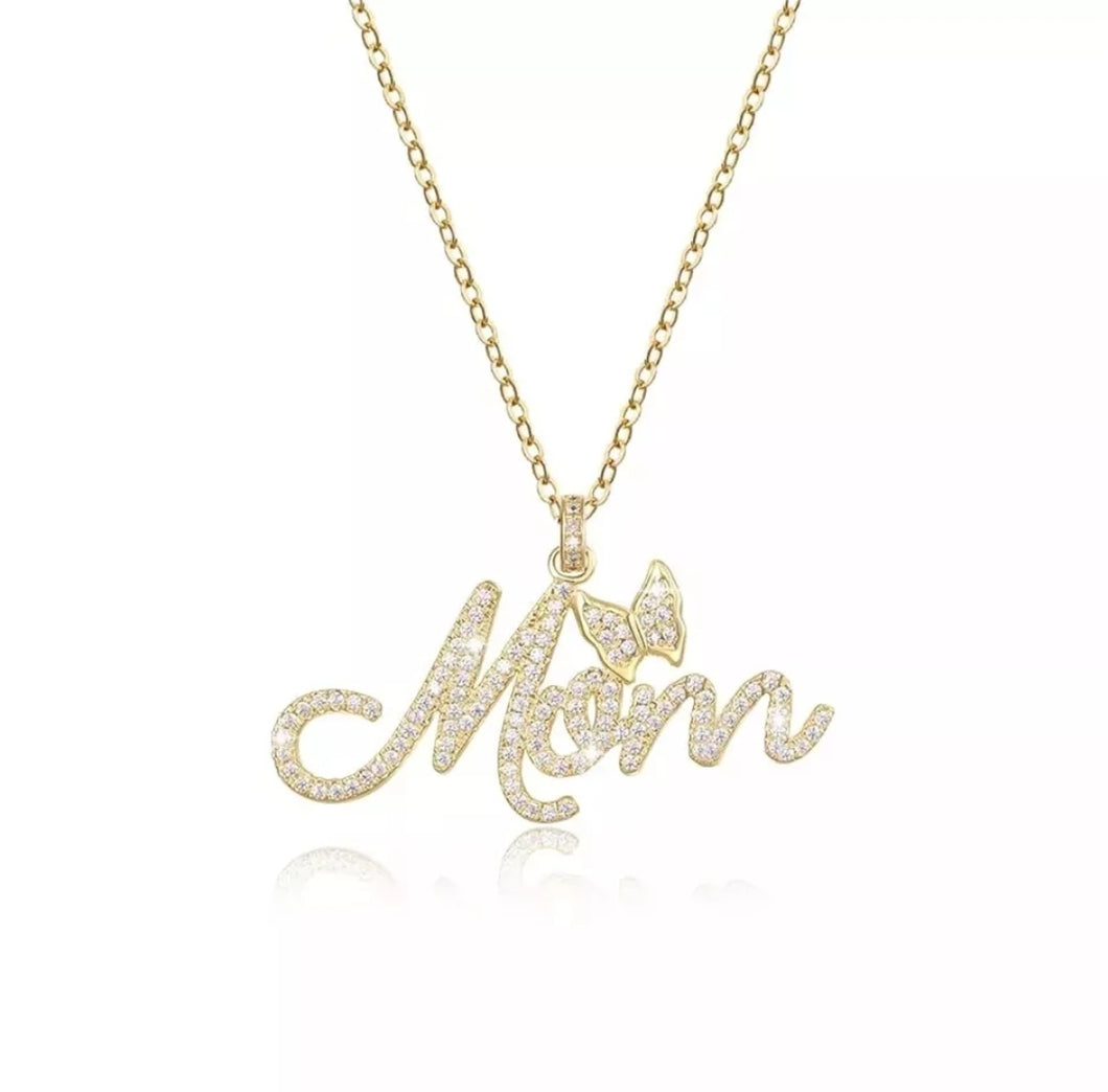 Butterfly Name Necklace 18k Gold With Zircon Crystals