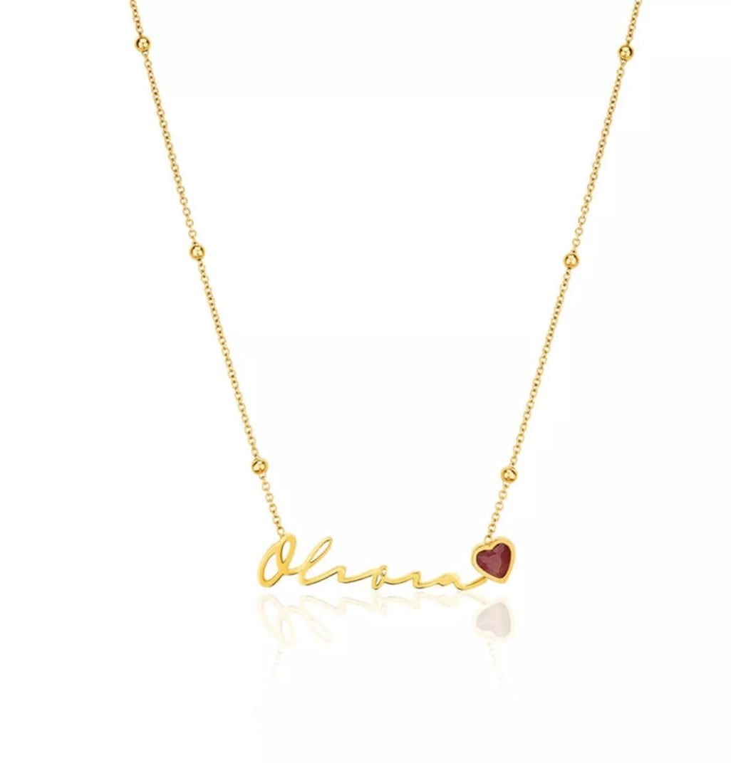 Handwritten Birthstone Personalized Name Necklace