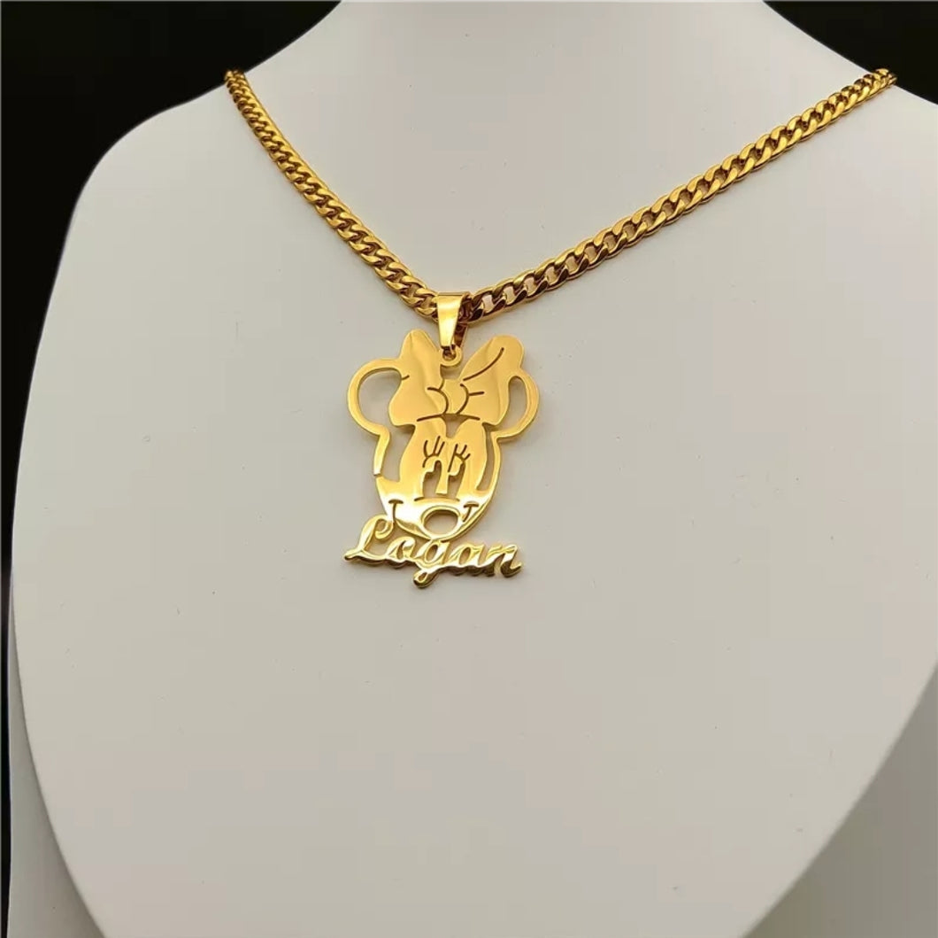 Minnie Mouse Gold Plated Personalized Necklace