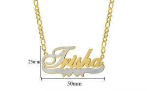 18K Two Tone Double Layered Heart Pendant Personalized Necklace