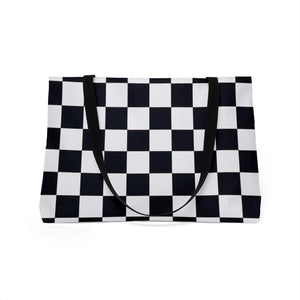 Black and White Popping Checker Weekender Tote Bag