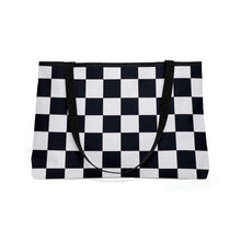 Load image into Gallery viewer, Black and White Popping Checker Weekender Tote Bag
