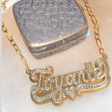 Load image into Gallery viewer, Double Two Tone Plated Personalized Heart Name Necklace
